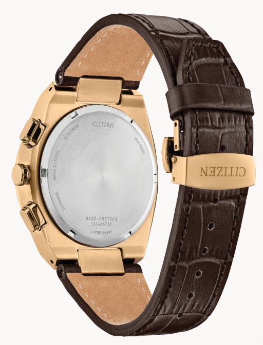 Citizen Axiom SC | Eco-Drive Watch | Rose Gold-Tone Stainless Steel | Black Dial | Leather Strap | CA4583-01E - Brownee Jewelers