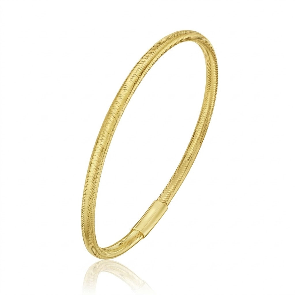 3.4 mm Small Mesh Stretch Bangle in 14K Yellow Gold