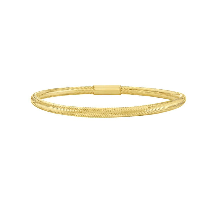 Small Mesh Stretch Bangle | 14K Yellow Gold | 3.4 mm | B10444 - Brownee Jewelers