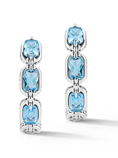 Sterling Silver Blue Topaz Hoops