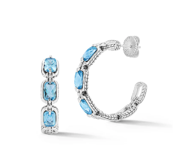 Sterling Silver Blue Topaz Hoops