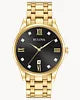 GTS BULOVA Gold Tone Strap with Black Dial and Diamond Numerals