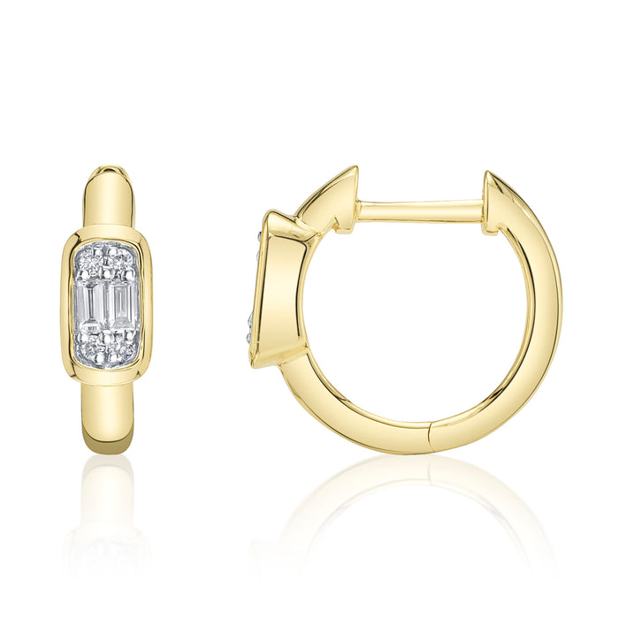 0.14 TOTAL CARAT WEIGHT DIAMOND BAGUETTE HUGGIE EARRING IN 14K YELLOW GOLD