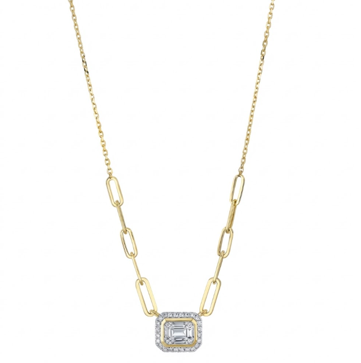 Diamond Baguette Paperclip Link Necklace | 14K Yellow Gold | 0.35 ctw | Modern Statement Pendant - Brownee Jewelers