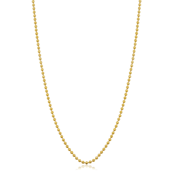 Ball Chain Necklace | 10K Yellow Gold | Diamond-Cut Bead Chain | 18-Inch Length - Brownee Jewelers