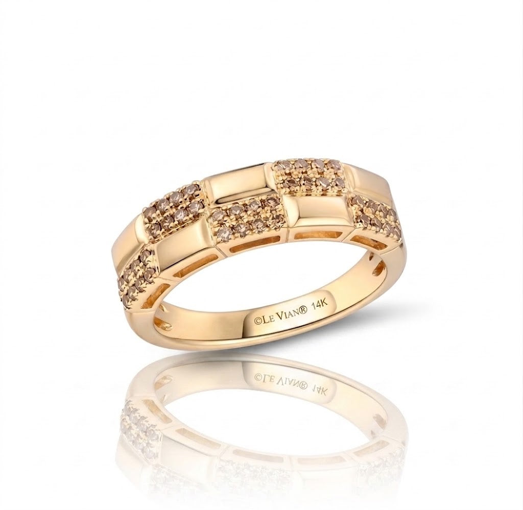 Nude Diamonds™ Brick-Link Band | 14K Yellow Gold | Geometric Diamond Ring | TTCN 2 - Brownee Jewelers
