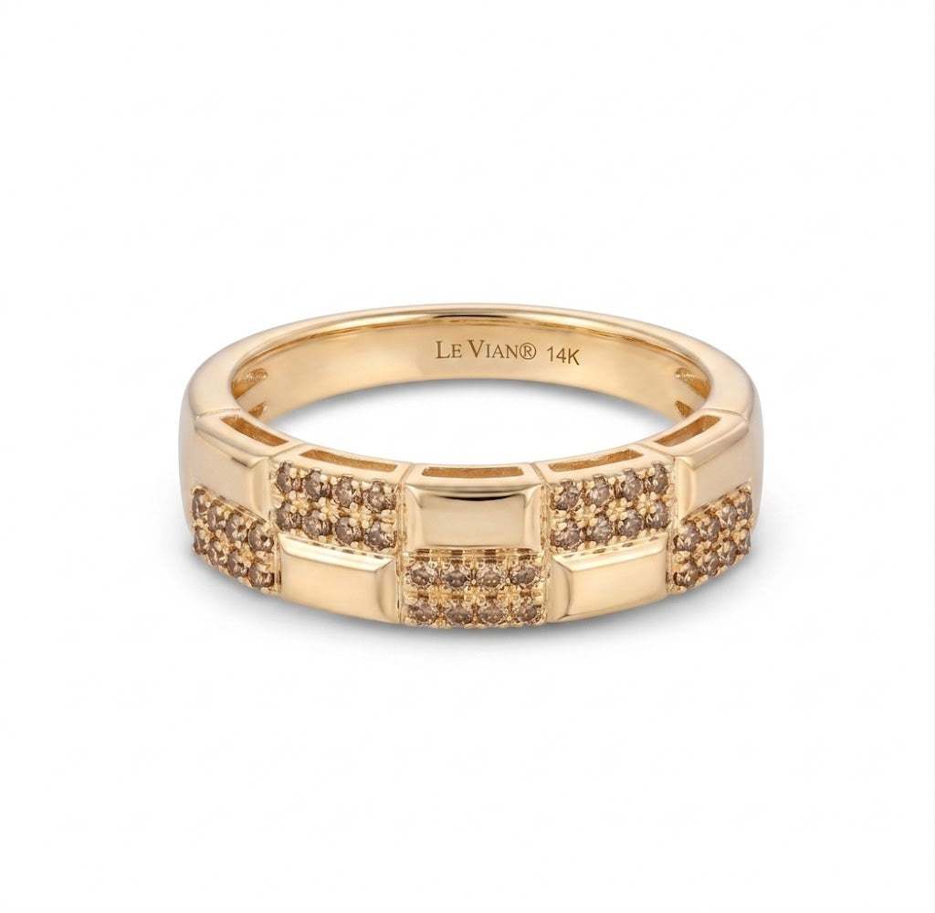 Nude Diamonds™ Brick-Link Band | 14K Yellow Gold | Geometric Diamond Ring | TTCN 2 - Brownee Jewelers