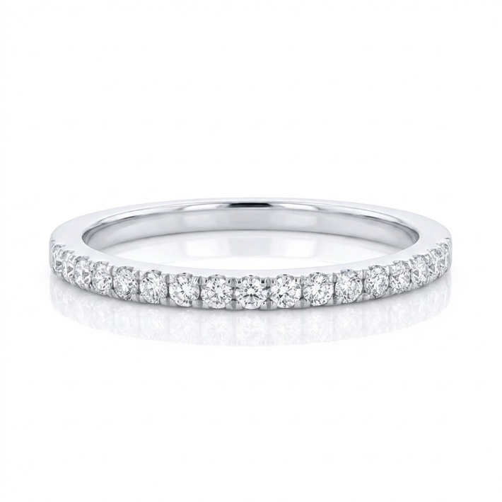 Diamond Eternity Band Engagement Ring | 14K White Gold | 0.20 ctw | Slim Stackable Diamond Band - Brownee Jewelers