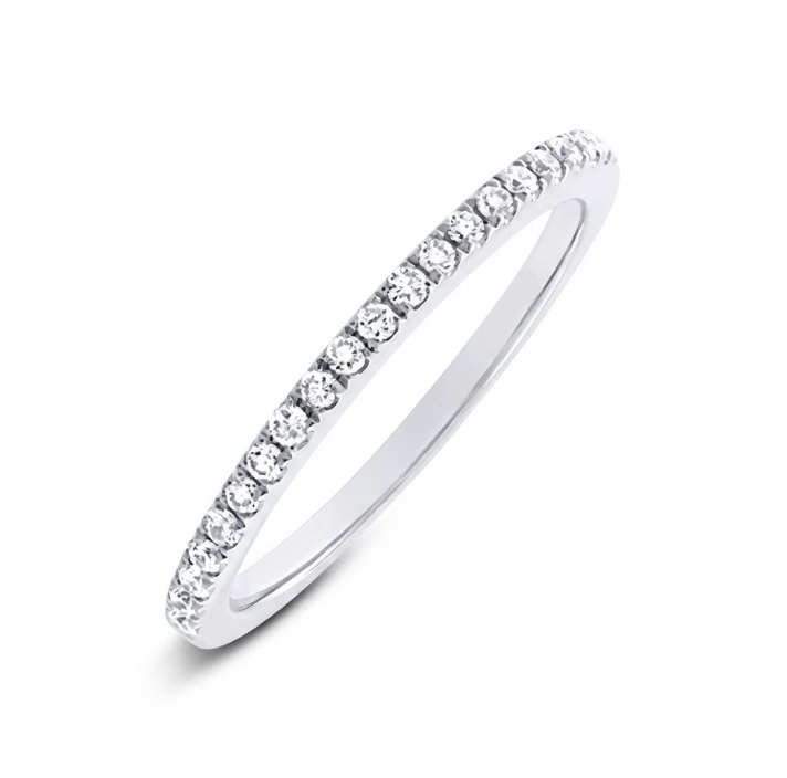 Diamond Eternity Band Engagement Ring | 14K White Gold | 0.20 ctw | Slim Stackable Diamond Band - Brownee Jewelers