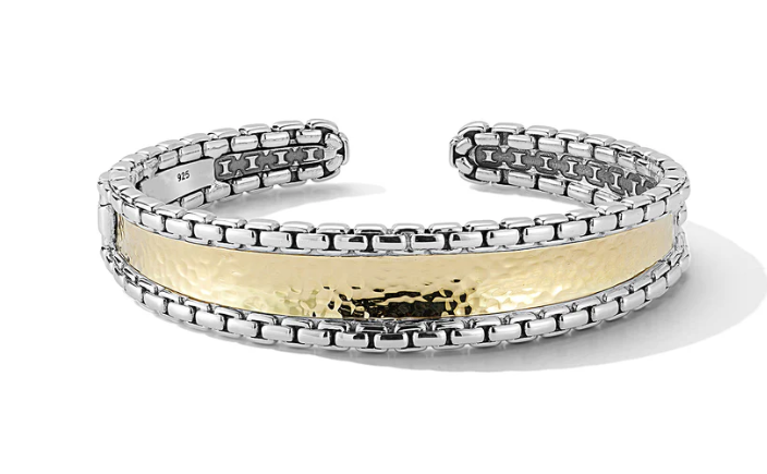 Sterling and 14kt yellow gold bangle 