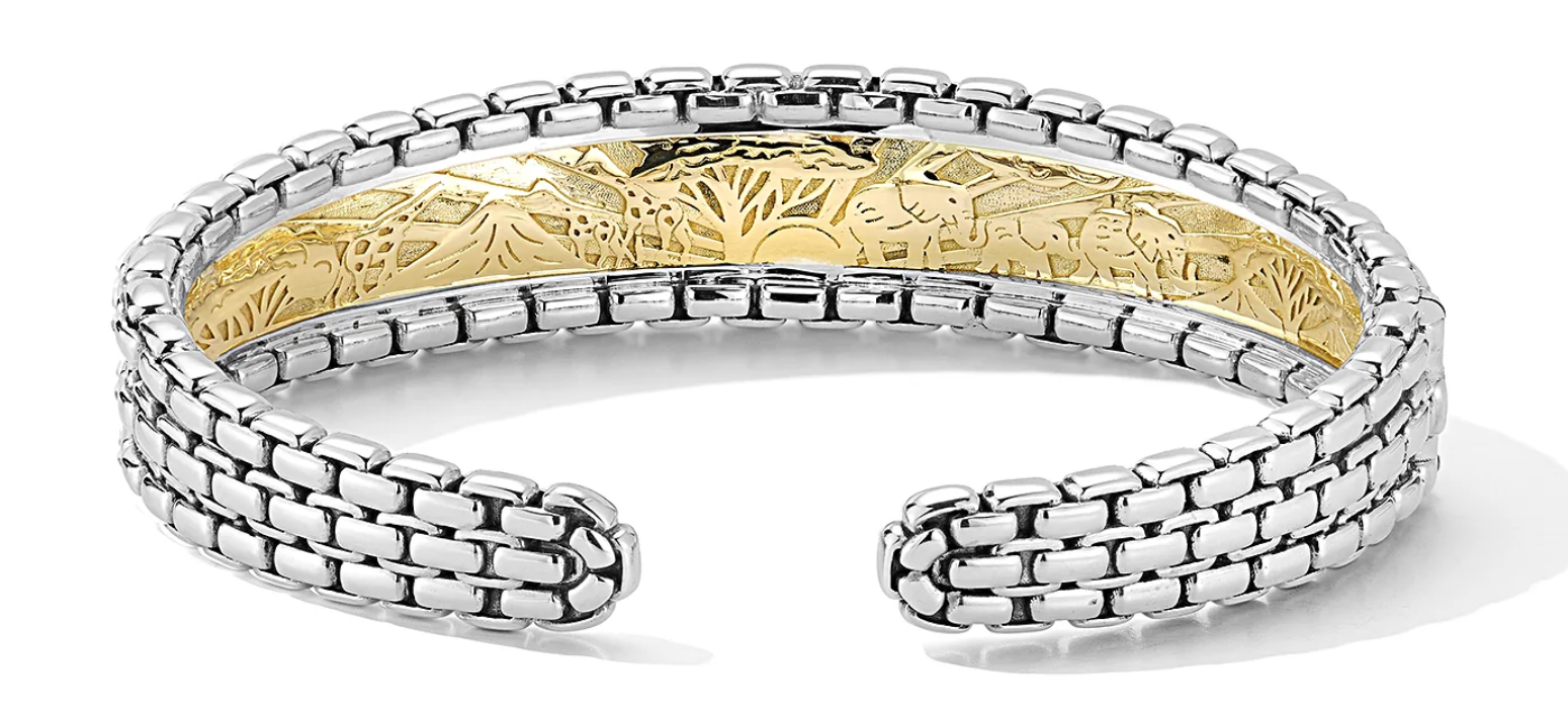 Sterling and 14kt yellow gold bangle 