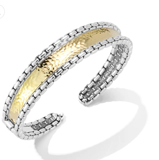 Sterling and 14kt yellow gold bangle 