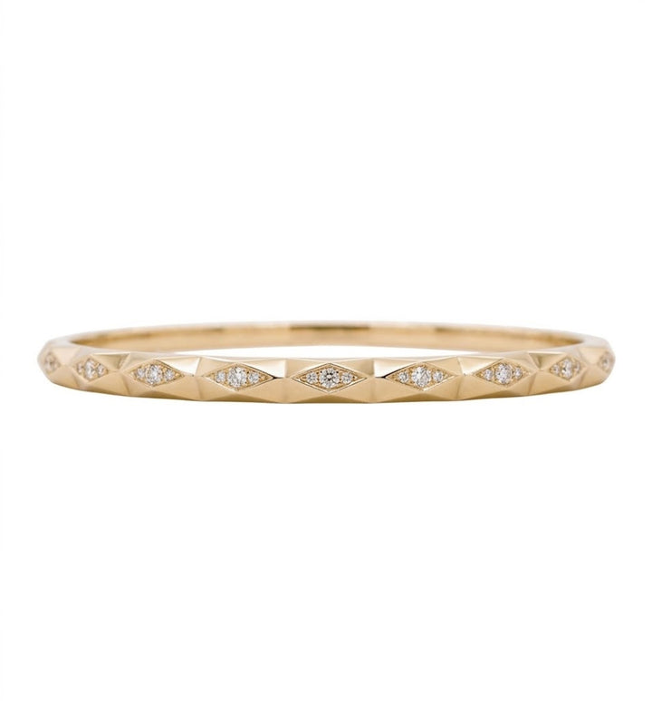 Geometric Diamond Flex Bangle | 14K Yellow Gold | 0.28 CTW Round Diamonds | Contemporary Design | BDD7267-303 - Brownee Jewelers