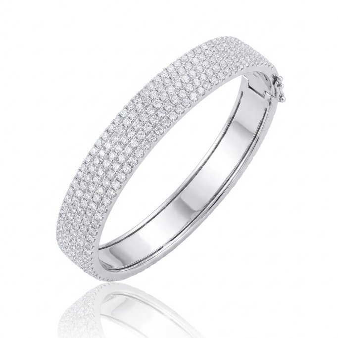 3.82 TOTAL CARAT WEIGHT DIAMOND PAVE BANGLE IN 14K WHITE GOLD