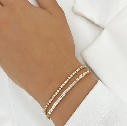Thin Bezel Baguette Bangle - Brownee Jewelers
