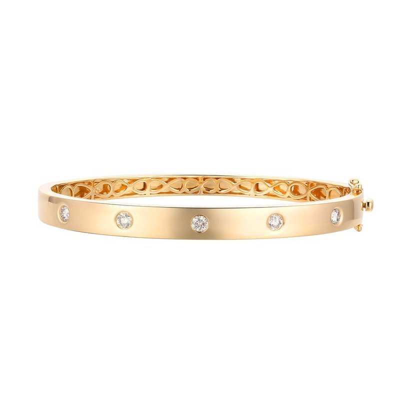 LeVian | Bezel-Set Diamond Bangle Bracelet | 14K Yellow Gold | TSRY 31G - Brownee Jewelers