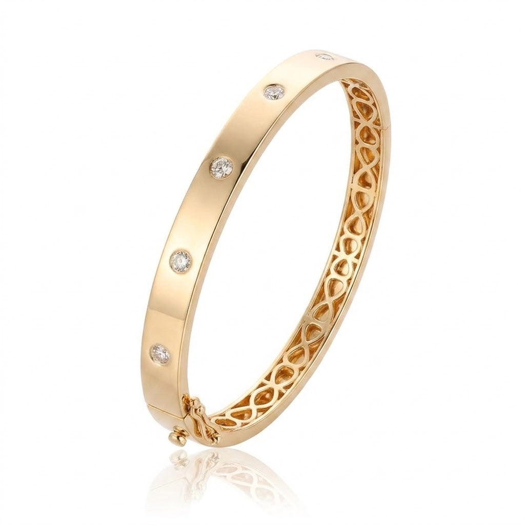 LeVian | Bezel-Set Diamond Bangle Bracelet | 14K Yellow Gold | TSRY 31G - Brownee Jewelers