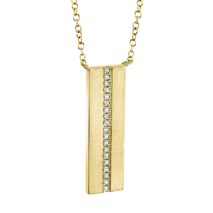 0.06 TOTAL CARAT WEIGHT DIAMOND BAR MATTE NECKLACE IN 14K YELLOW GOLD