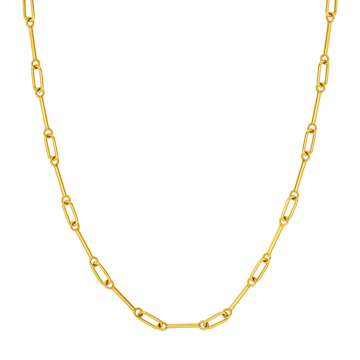 Hollow Bar & Oval Link Chain Necklace | 14K Yellow Gold | Alternating Bar & Oval Links | 18 Inches - Brownee Jewelers