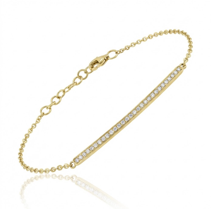 Diamond Bar Bracelet | 14K Yellow Gold | 0.17 ctw | Minimalist Diamond Bracelet - Brownee Jewelers