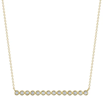 Bezel-Set Diamond Bar Necklace | 14K Yellow Gold | Round Diamonds | Station Pendant - Brownee Jewelers