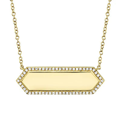 0.12 TOTAL CARAT WEIGHT DIAMOND BAR ID NECKLACE IN 14K YELLOW GOLD