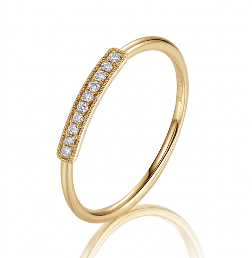 0.05 Total Carat Weight Round Diamond Rectangular Frame Stackable Ring in 14K Yellow Gold