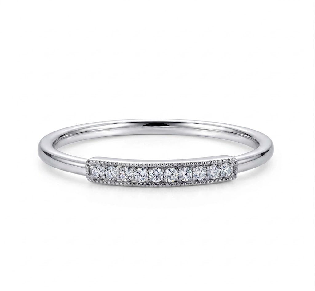 0.05 Total Carat Weight Round Diamond Rectangular Frame Stackable Ring in 14K White Gold