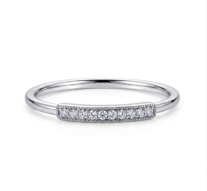 0.05 Total Carat Weight Round Diamond Rectangular Frame Stackable Ring in 14K White Gold