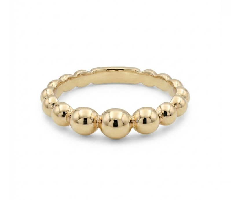 Beaded Band Ring | 14K Yellow Gold | Polished Beaded Design - Brownee Jewelers