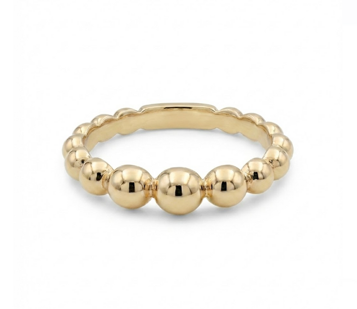 Beaded Band Ring | 14K Yellow Gold | Polished Beaded Design - Brownee Jewelers