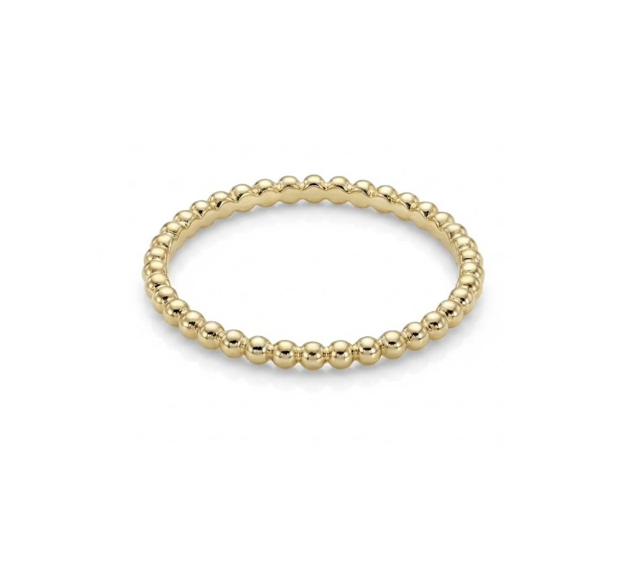 Small Bubble Band Ring | 14K Yellow Gold | Polished Beaded Stackable - Brownee Jewelers
