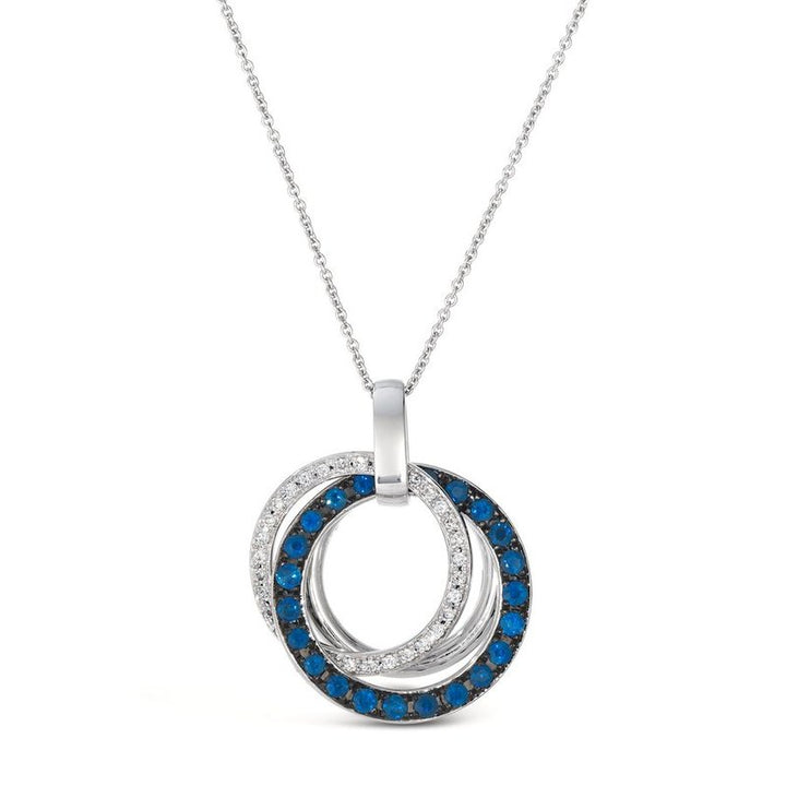 Le Vian® 14K Vanilla Gold® Blueberry Sapphire™ & Vanilla Diamond® Interlocking Circle Pendant This modern Le Vian® pendant features an elegant trio of interlocking circles, highlighted by 5/8 cts. of Blueberry Sapphire™ for rich, vibrant blue sparkle