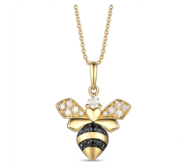Diamond Bee Pendant | 14K Yellow Gold | 0.45 ctw | Chocolate & Vanilla Diamonds® - Brownee Jewelers