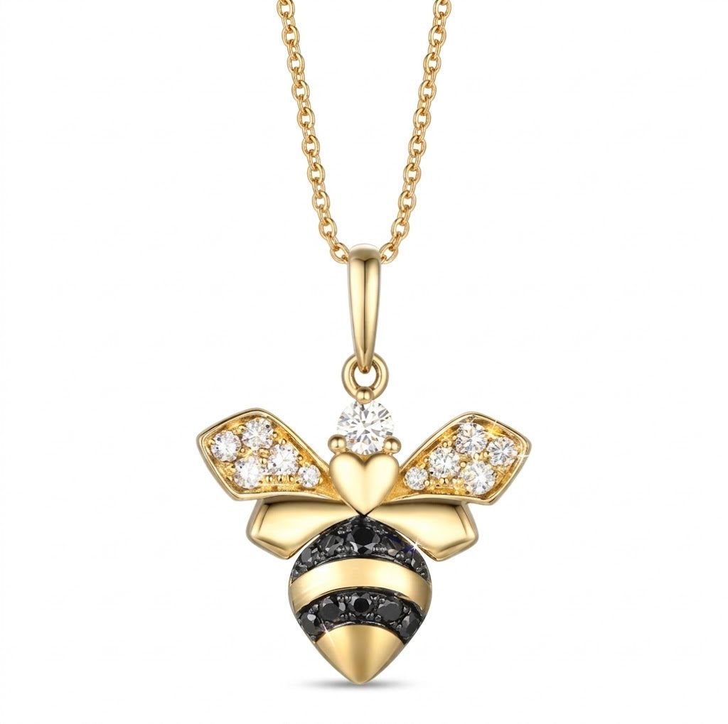 Diamond Bee Pendant | 14K Yellow Gold | 0.45 ctw | Chocolate & Vanilla Diamonds® | TSCF 24E - Brownee Jewelers