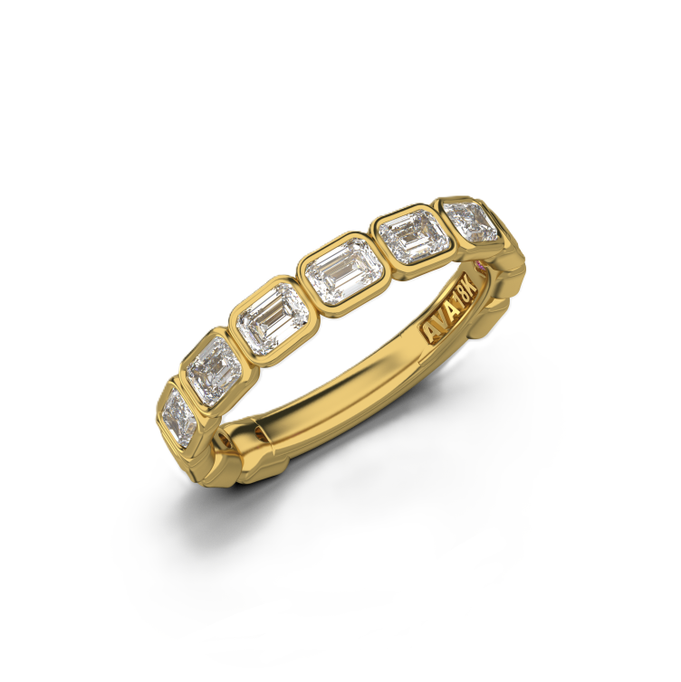 Emerald-Cut Lab-Grown Diamond Halfway Band
