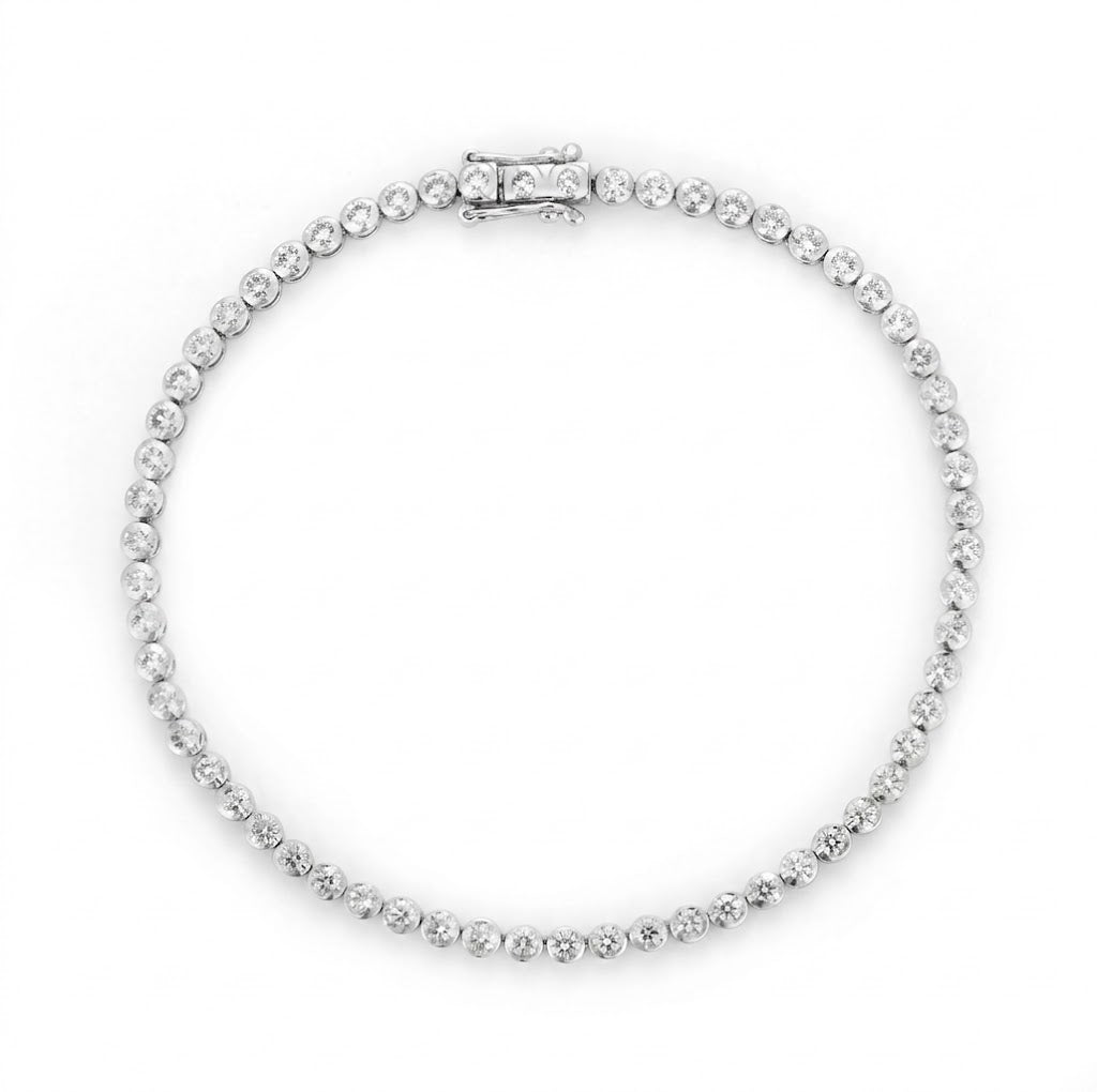 Round Bezel-Set Diamond Tennis Bracelet