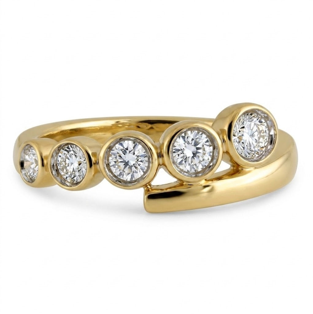 Round Bezel-Set Diamond Open Wrap Ring