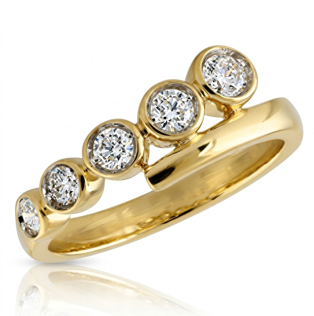Round Bezel-Set Diamond Open Wrap Ring