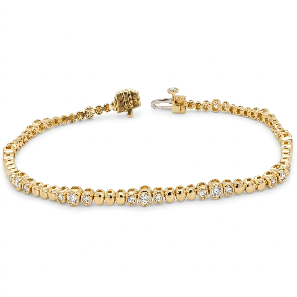 1.11 CTW Round Diamond Bezel Tennis Bracelet