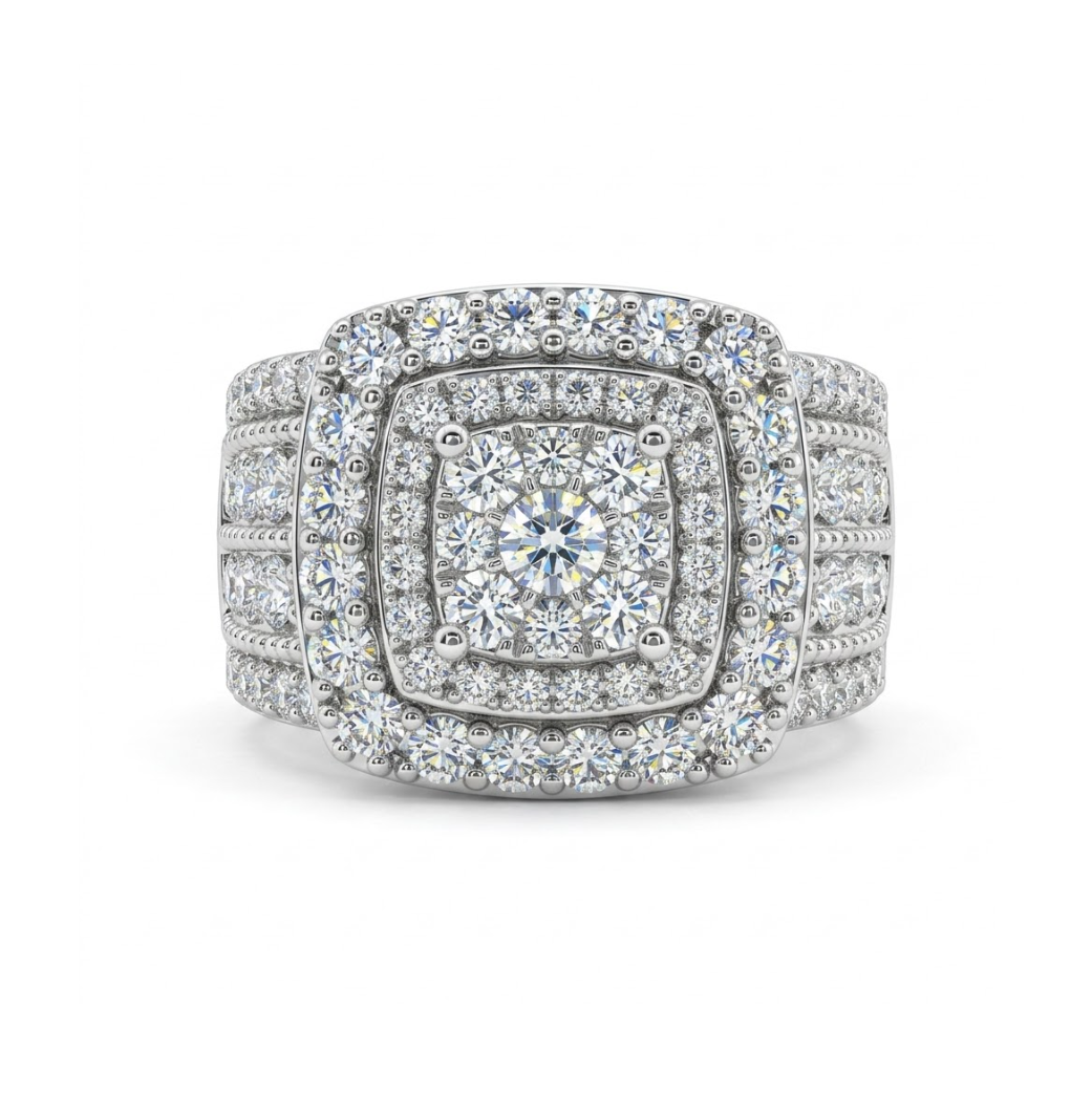Cushion Halo Diamond Engagement Ring | 10K White Gold | 2.00 ctw | Statement Bridal Ring | SKR23338-200 - Brownee Jewelers
