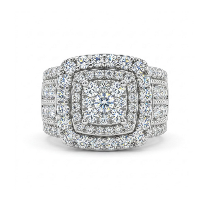 Cushion Halo Diamond Engagement Ring | 10K White Gold | 2.00 ctw | Statement Bridal Ring | SKR23338-200 - Brownee Jewelers