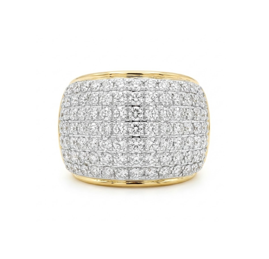 Pavé Diamond Dome Ring | Round Diamonds | 10K Yellow Gold - Brownee Jewelers