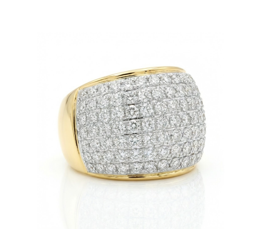 Pavé Diamond Dome Ring | Round Diamonds | 10K Yellow Gold - Brownee Jewelers
