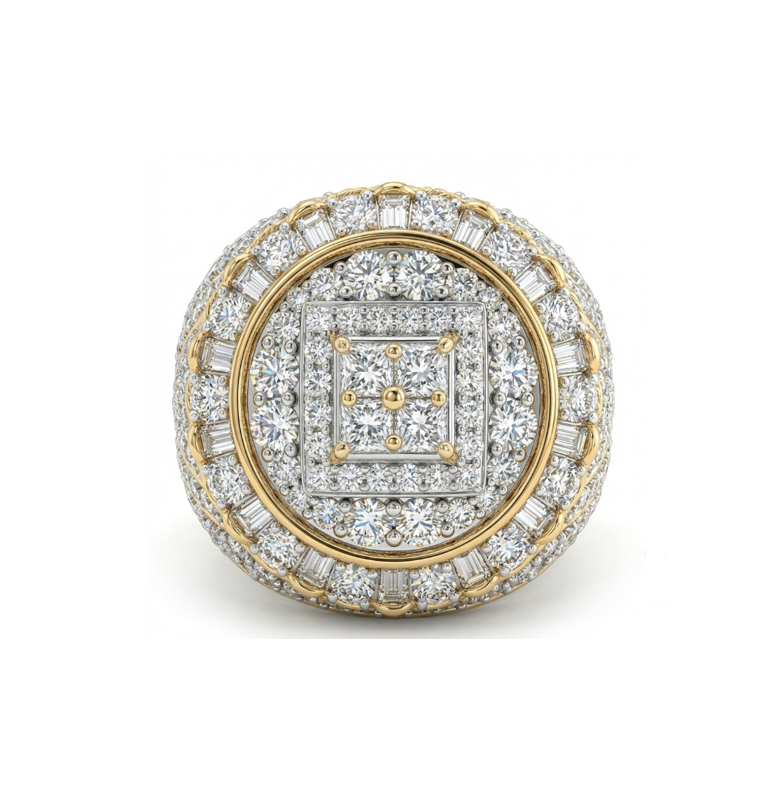 Diamond Cluster Statement Ring | 10K Two-Tone Gold Ring | Multi-Shape Diamond Cluster Design - Brownee Jewelers