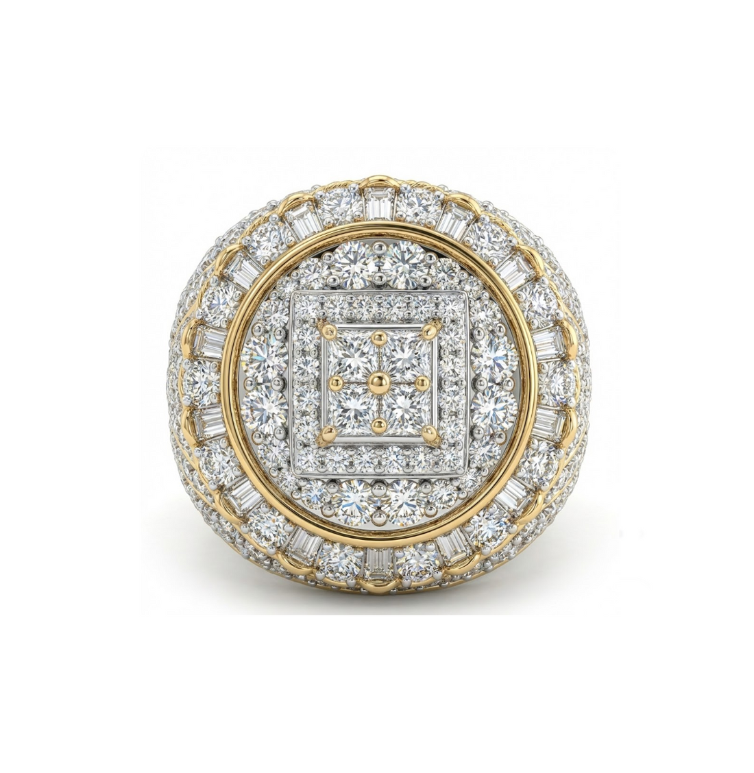 Diamond Cluster Statement Ring | 10K Two-Tone Gold Ring | Multi-Shape Diamond Cluster Design - Brownee Jewelers