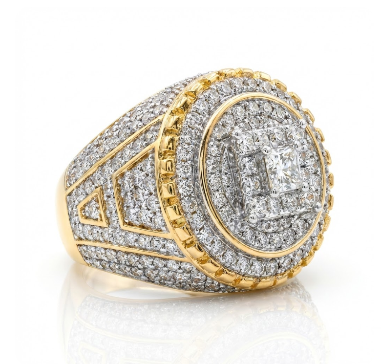 Diamond Cluster Statement Ring | 10K Two-Tone Gold Ring | Multi-Shape Diamond Cluster Design - Brownee Jewelers