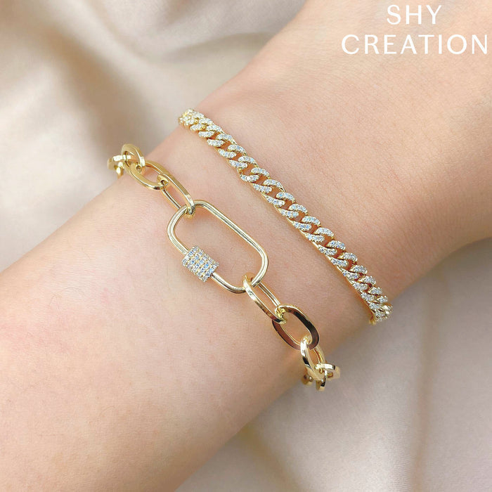 0.23 TOTAL CARAT WEIGHT DIAMOND PAPER CLIP LINK BRACELET IN 14K YELLOW GOLD
