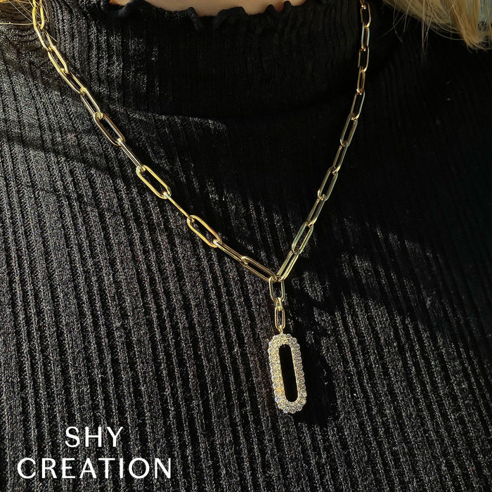 SHY CREATION KATE | 0.92CT DIAMOND PAPER CLIP LINK NECKLACE | 14K YELLOW GOLD | 0.92 CTW | SC22007995 - Brownee Jewelers