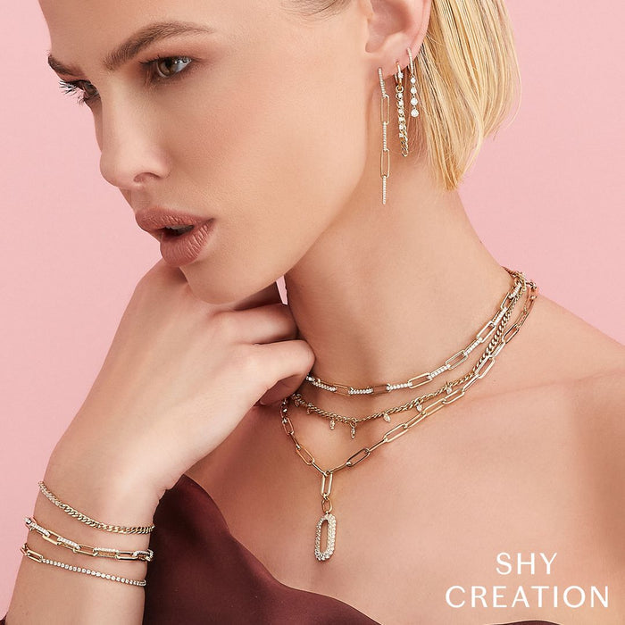 SHY CREATION KATE | 0.92CT DIAMOND PAPER CLIP LINK NECKLACE | 14K YELLOW GOLD | 0.92 CTW | SC22007995 - Brownee Jewelers